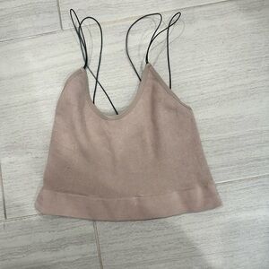 Cute double strap ribbed cropped tank